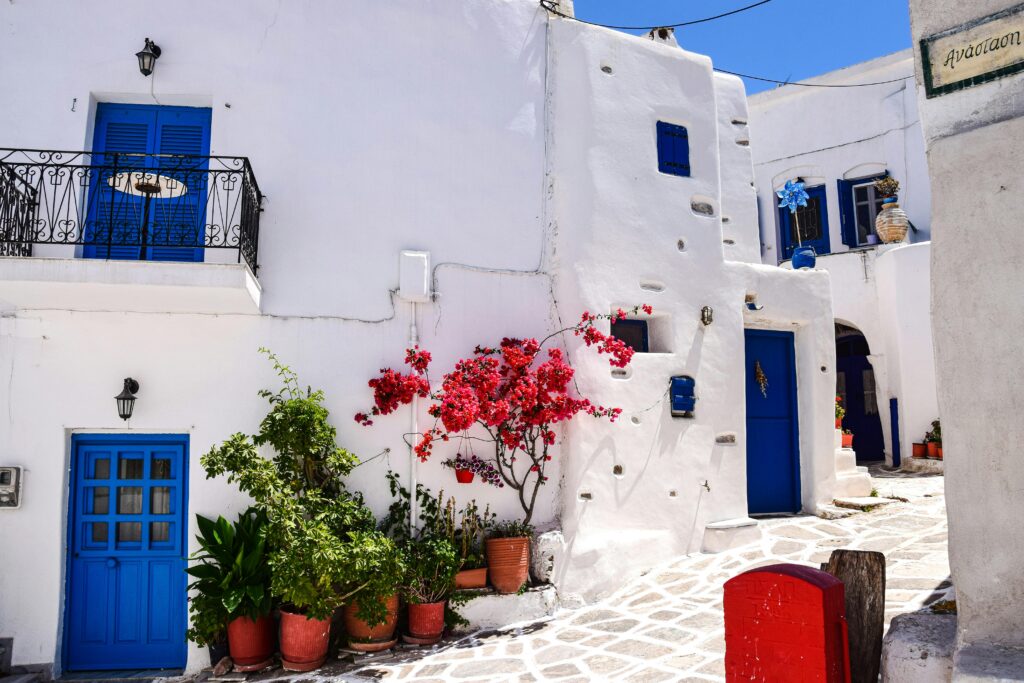 White Houses in Town in Greece